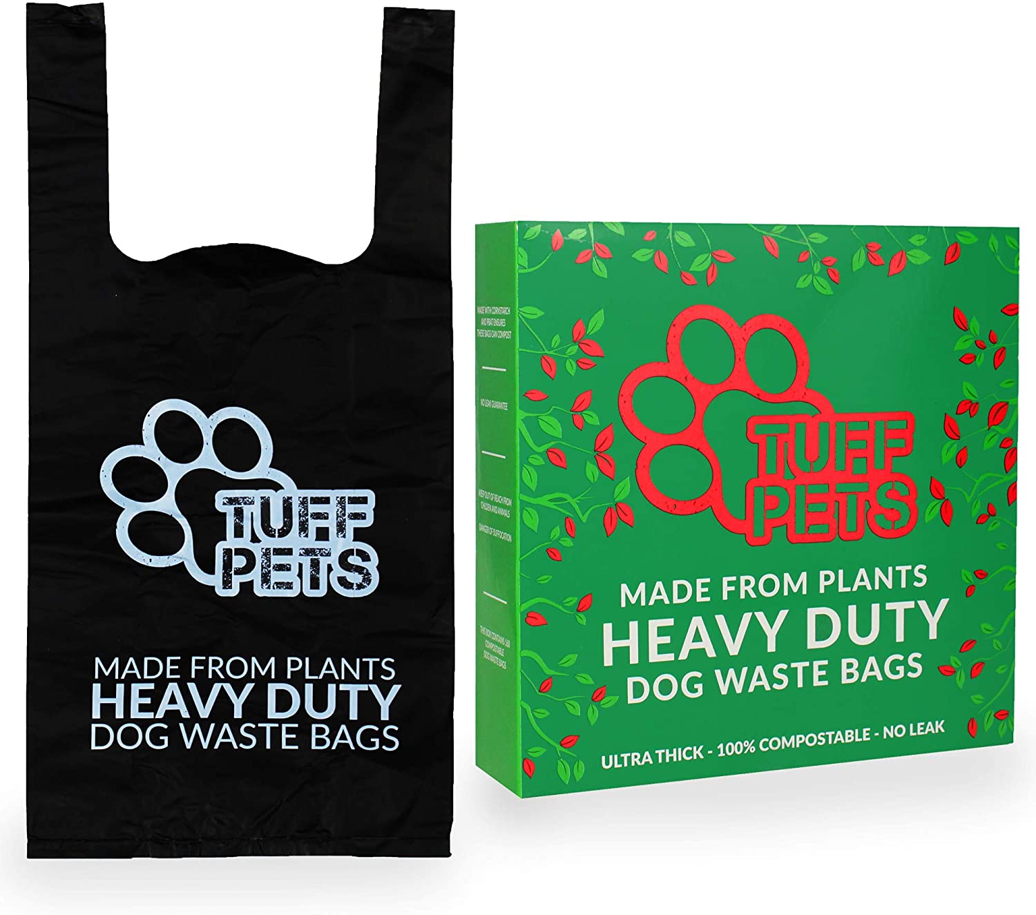 Tuff Pets Biodegradable Dog Poo Bags With Handles, Heavy Duty Dog Bags, 12 Premium Compostable Dogs Poop Bag Rolls