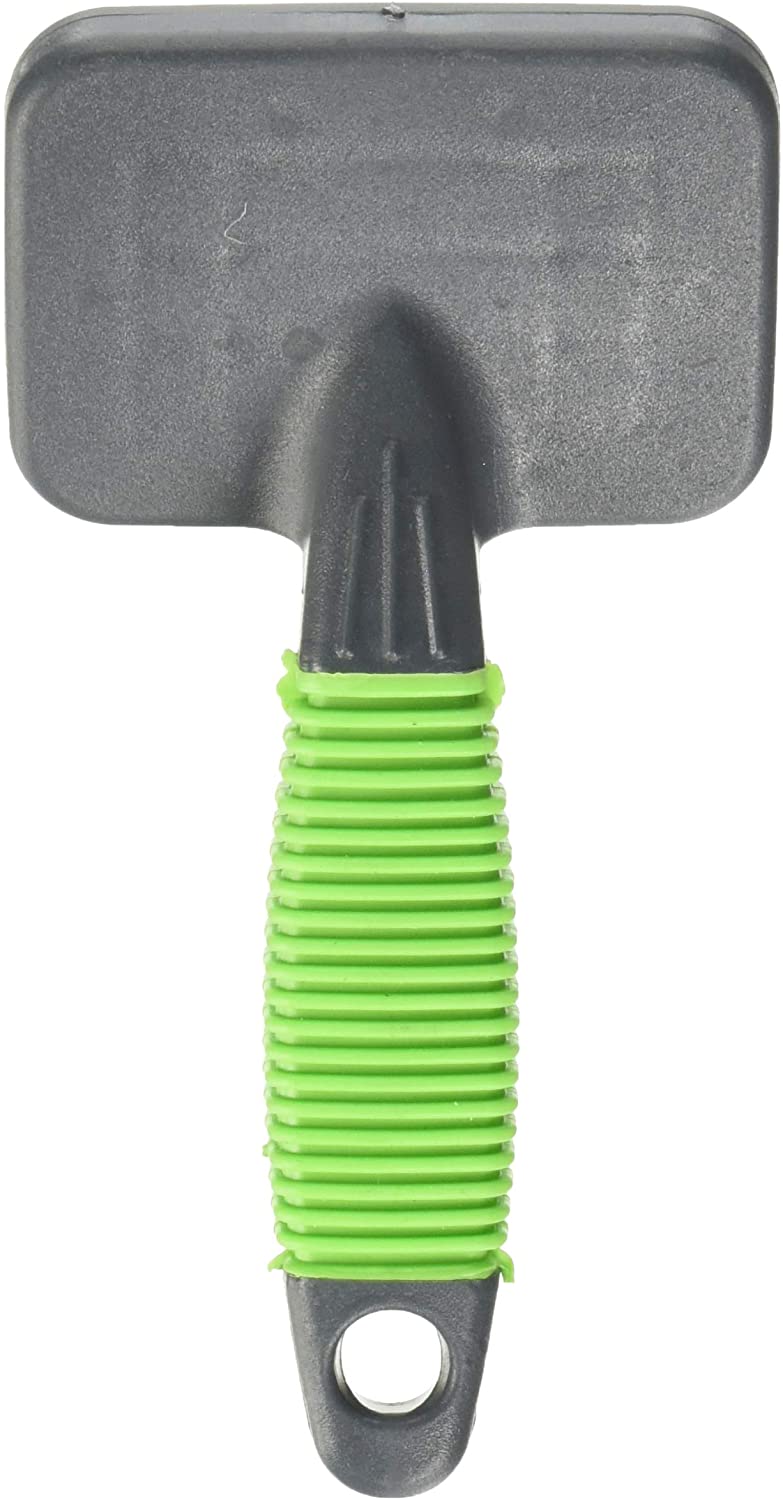 TRIXIE soft brush for grooming top coat & undercoat, soft metal bristles, with brush cleaner, rubberised handle, black/green - Image 2