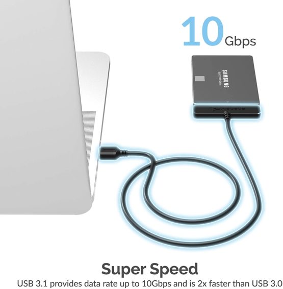 Sabrent USB 3.1 (Type-A) to SSD / 2.5-Inch SATA Hard Drive Adapter [Optimized For SSD, Support UASP SATA III] (EC-SS31) - Image 4