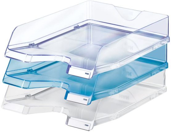 HAN Viva Letter Tray DIN A4 / C4, Stackable, with Clip, High-Gloss Transparent - Image 2
