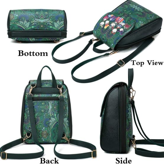 FiveloveTwo Women Girls Fashion Backpack Printed Rucksack PU Leather Daypack Handbag and Purse Travel Shoulder Satchels Top-Handle Bags - Image 3