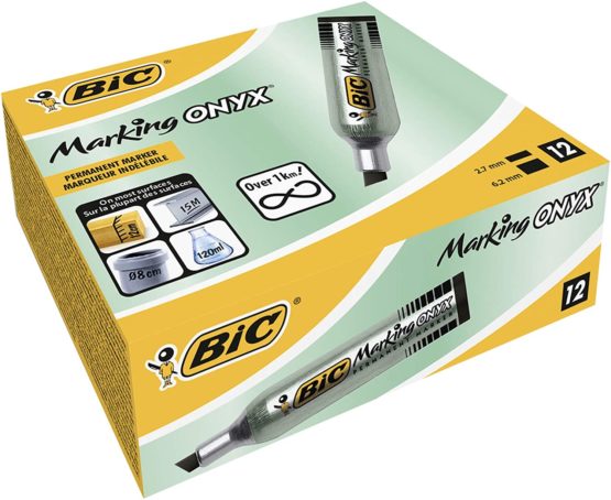 BIC Onyx Marker Chisel 1481 3.5mm - 5.5mm Box of 12 - Black