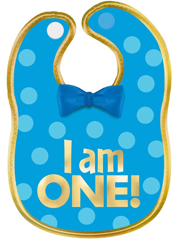 amscan 430585 Birthday I Am One 1 Pc, Bib Fabric 1st Birtday Blue