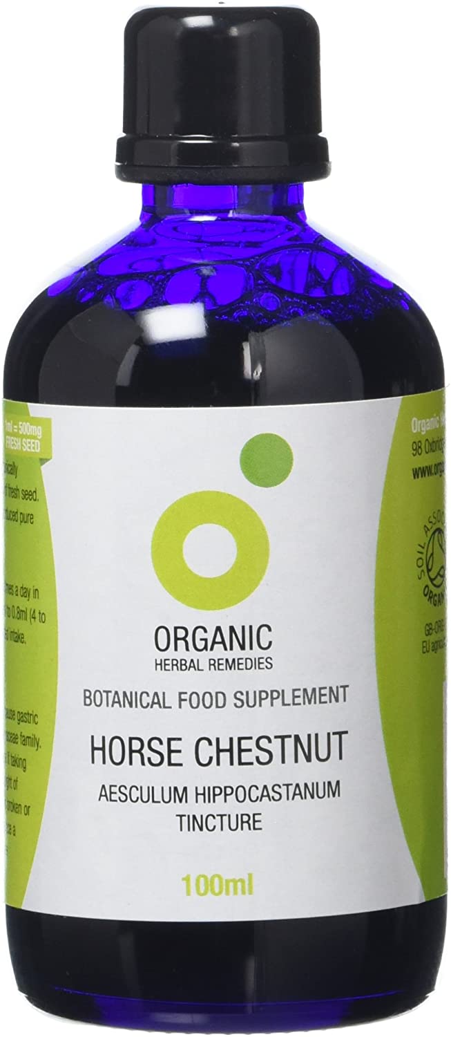 Organic Herbal Remedies 100ml Horse Chestnut Tincture, Blue Bottle, 100 ml (Pack of 1)