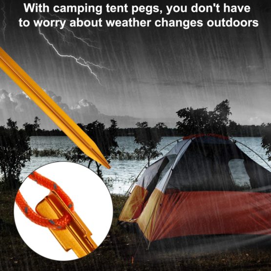 Rovtop 12Pcs Camping Tent Stakes Pegs 18cm Aluminium Alloy with Reflective Rope for Camping,Beach,Outdoor and Sand - Image 4