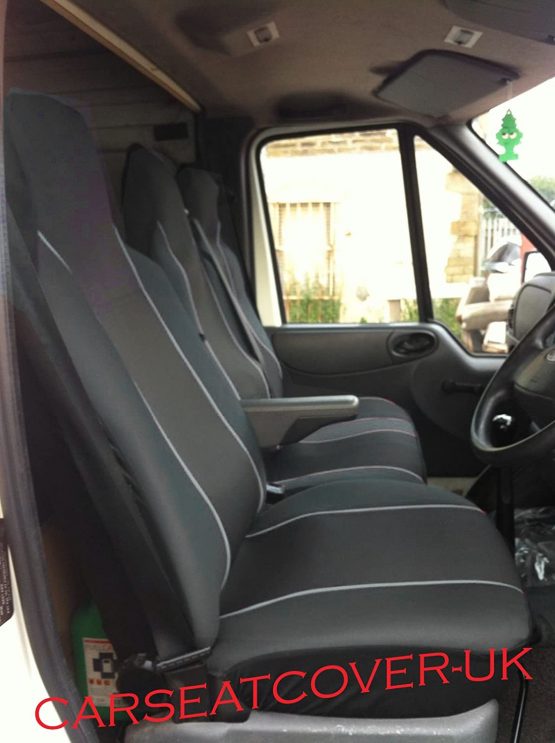 Carseatcover-UK® Heavy Duty Fabric Van Seat Covers - Black with GREY Trim - Fits Most Vans - Single & Double [CHOICE OF 6 COLOURS]