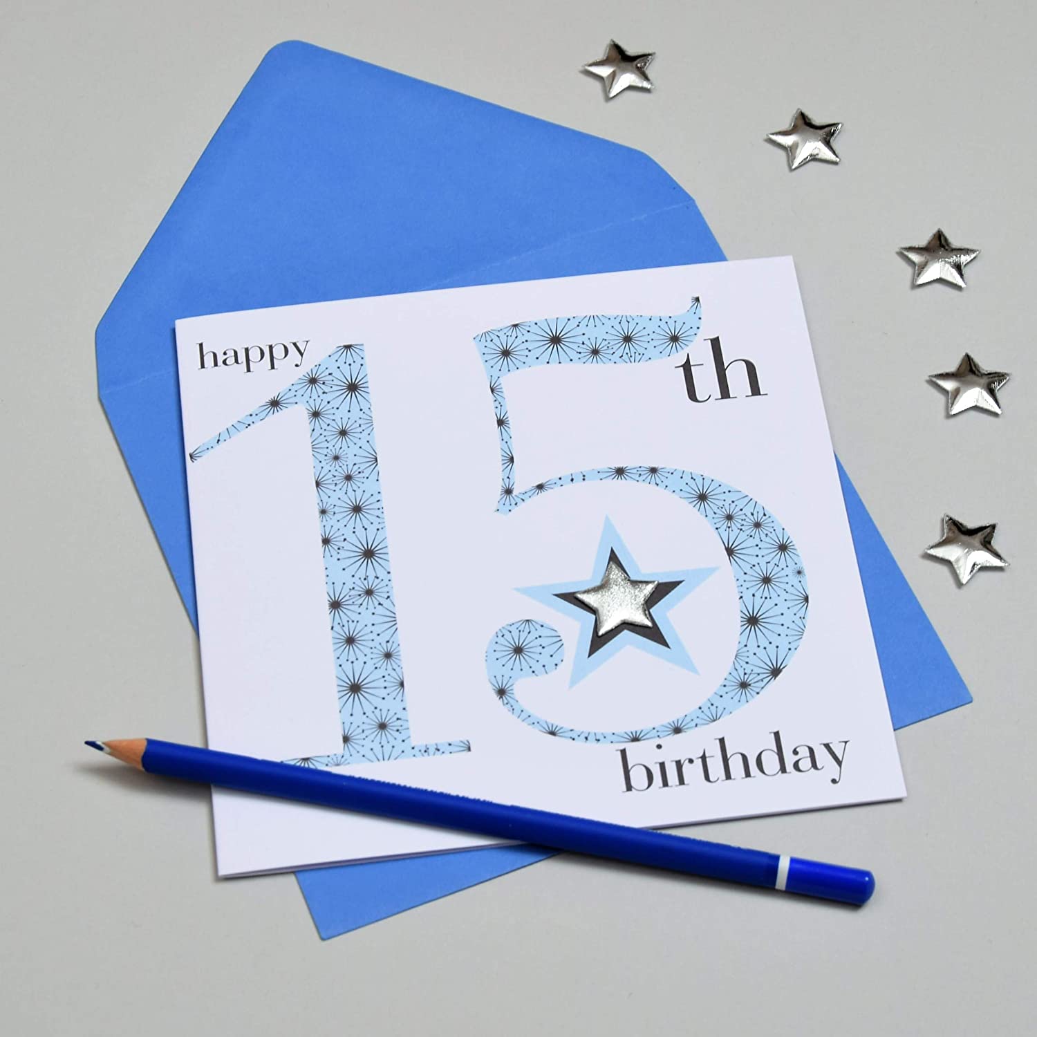 Claire Giles Ages Age 15 Boy Birthday Card, AGE15B, Blue, 150mm x 150mm - Image 4