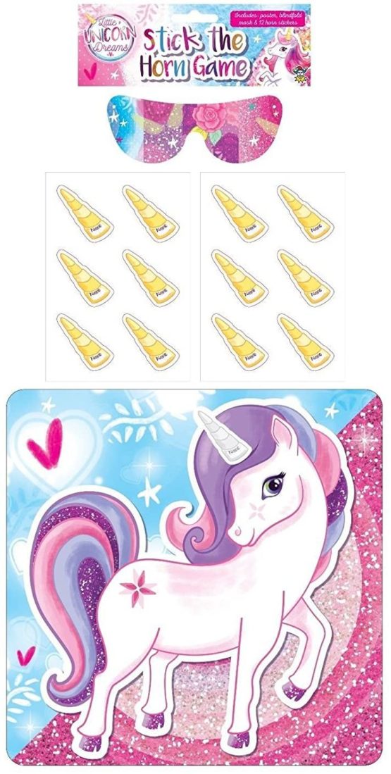 Henbrandt Unicorn Party Game Stick the Horn on the Unicorn for Girls and Boys Unisex Toys Party Favour Filler