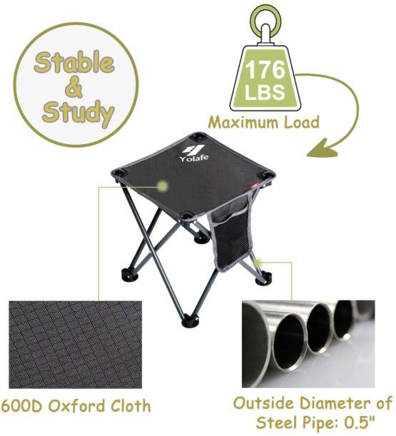 Folding Camping Stool Armless Portable Chair for Camping Fishing Hiking Gardening and Beach Seat with Black Bag - Image 3