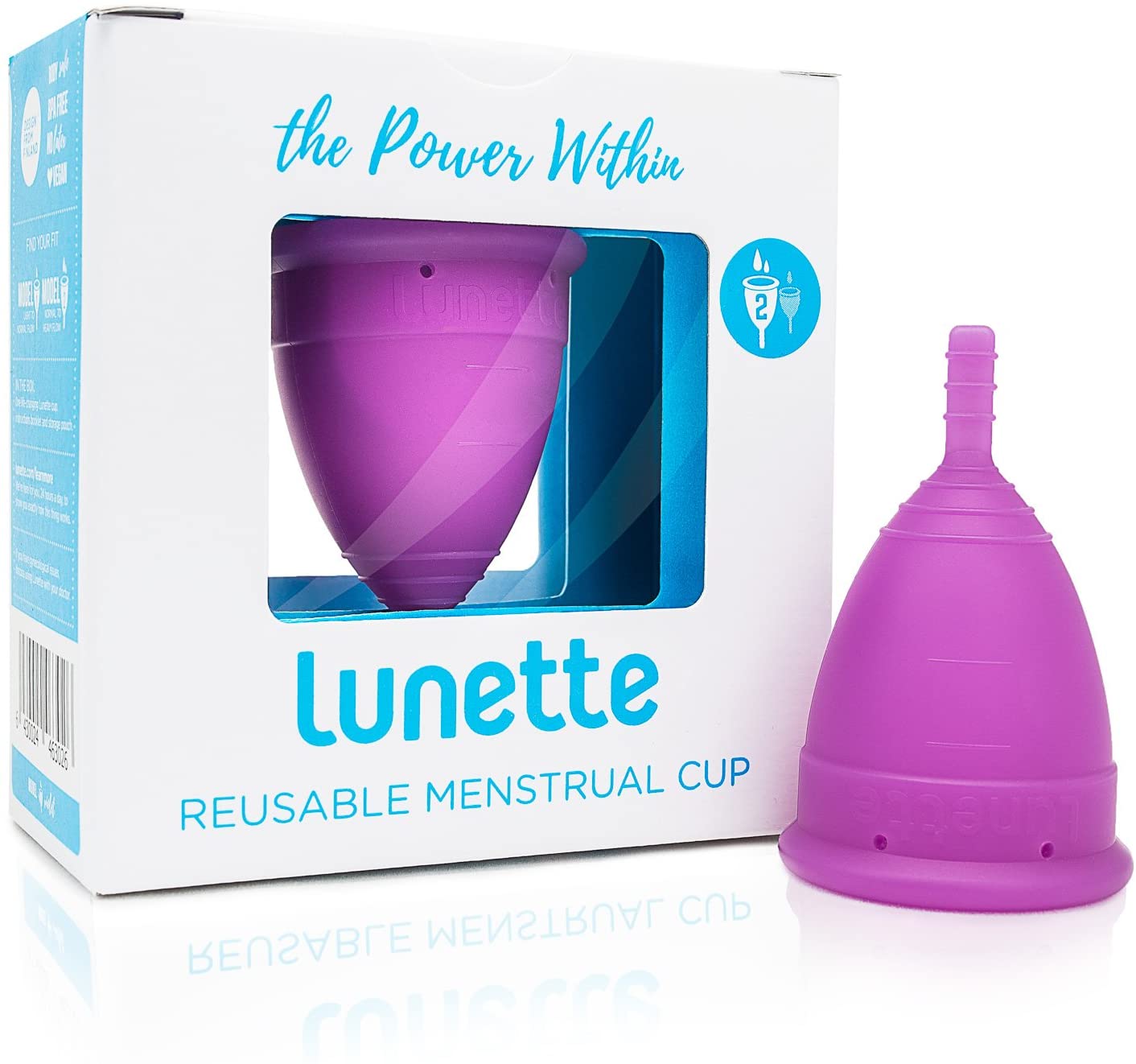 Lunette Menstrual Cup Reusable BPA Free Period Cup with 12-Hour Leak Free Comfort, Soft 100% Medical-Grade Silicone