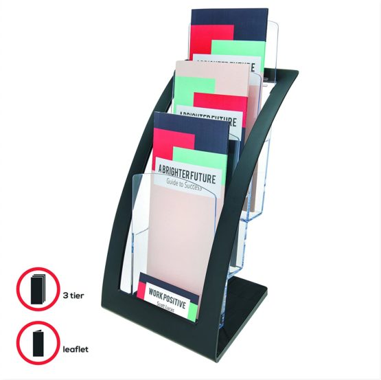 Deflecto 693604 Leaflet Size Contemporary Literature Holder - Black - Image 2