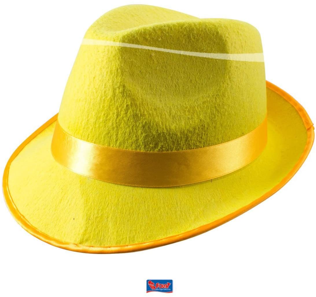 Trilby Hat Neon Yellow, Fabric Novelty Hat Adult One Size
