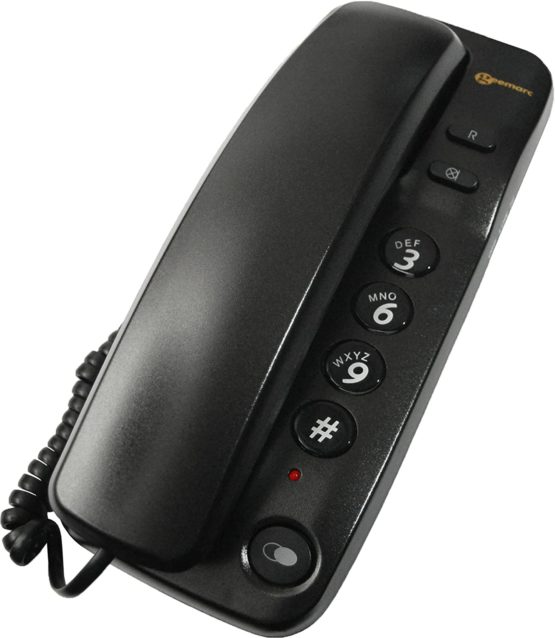 Geemarc Marbella - Gondola Style Corded Analogue Telephone with Large Buttons, Mute Function and Visual Ring Indicator- Wall Mountable- Black Color- UK Version - Image 2