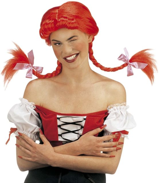 Ladies Naughty Girl Bendable Plaits Red Wig for Hair Accessory Fancy Dress