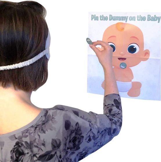 Baby Shower Game - Pin The Dummy on The - Includes 20 Stickers, Large Poster and Luxury Blindfold (Option 2) - Image 3