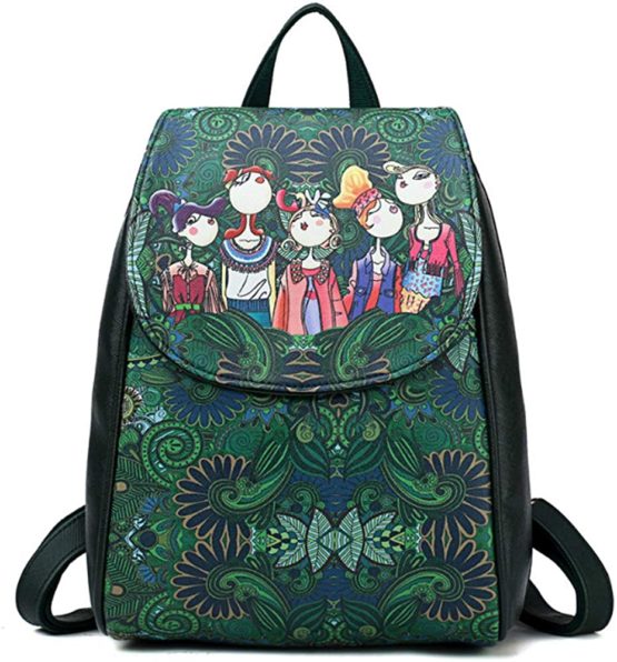 FiveloveTwo Women Girls Fashion Backpack Printed Rucksack PU Leather Daypack Handbag and Purse Travel Shoulder Satchels Top-Handle Bags
