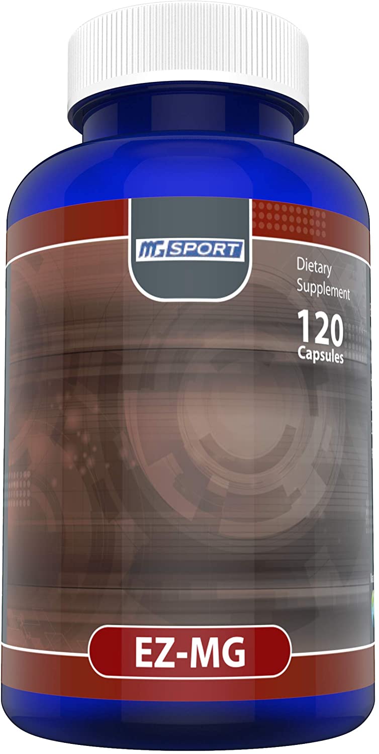 Magnesium Supplement MGSPORT with Zinc,Vitamins B6, B9, D, E - Immune Support, Muscle Recovery, EZ on Stomach - 120 Capsules