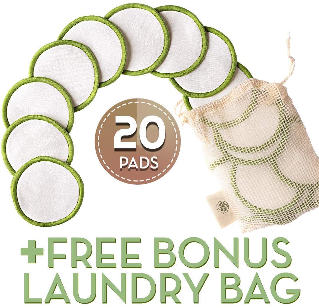 Greenzla Reusable Makeup Remover Pads (20 Pack) with Washable Laundry Bag and Round Box for Storage, 20 Count (Pack of 1) - Image 4