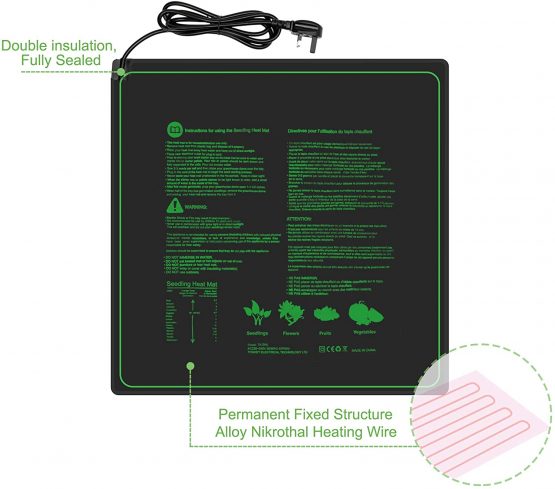 Hyindoor Seedling Heat Mat Heated Propagator Durable Waterproof Seedling Heating Pad for Winter Hydroponic Indoor Seedling Germination 20"x 20"(50 * 50cm) - Image 4