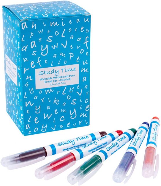 Study Time Washable Whiteboard Markers - Assorted (Pack of 36)