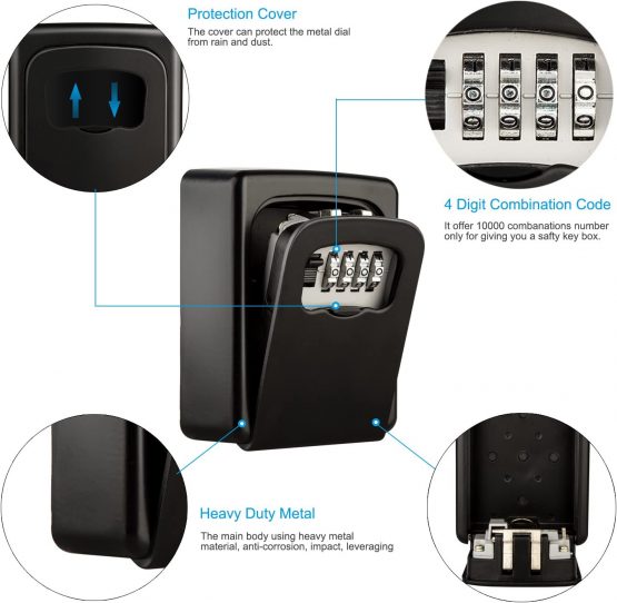 Diyife Key Lock Box, [Waterproof Version]Outdoor Key Safe Wall Mounted