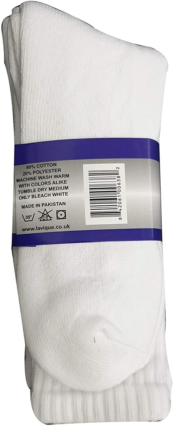 New Mens 12 Pairs COTTON RICH Plain White Sport Socks UK 6-11 EUR 39-45 - Image 3