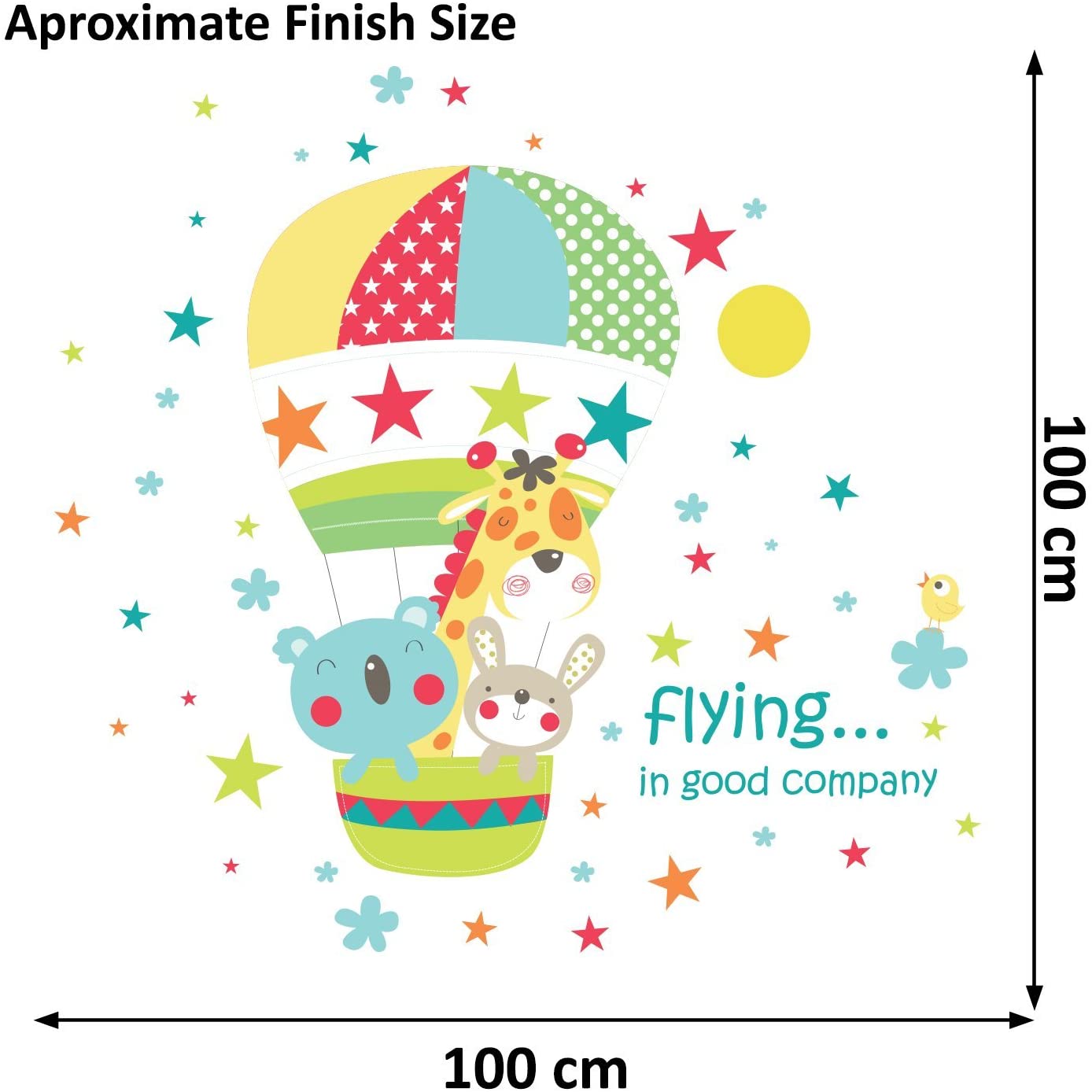 Walplus Wall Stickers "Best friends hot air balloon ride" Removable Self-Adhesive Art Decal Murals Nursery Restaurant Cafe Hotel Building Office Home Decoration - Image 3