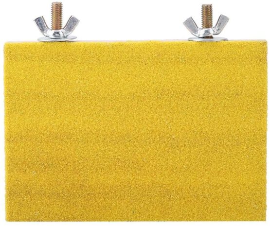 Zerodis Bird Perch Stand Natural Wood Rough Platform Toy Playground Paw Grinding Clean Frosted Board for Pet Parrot Hamster Squirrel(Yellow)