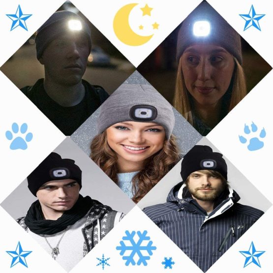 Oumeiou New Warm Bright LED Lighted Beanie Cap Unisex Rechargeable Headlamp Hat Multi-color - Image 4