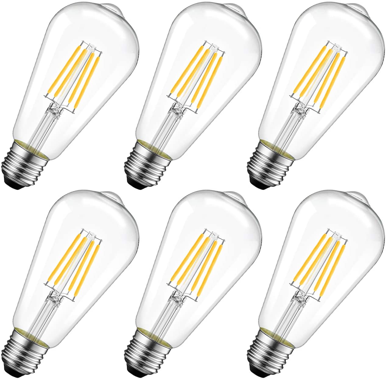LVWIT 4W Edison Screw Bulb,E27 Vintage Light Bulbs 40W Equivalent,470LM,2700K Warm White E27 GLS Bulb,ST64 Squirrel Cage Bulbs,220-240v,Non-dimmable (6 PCS)