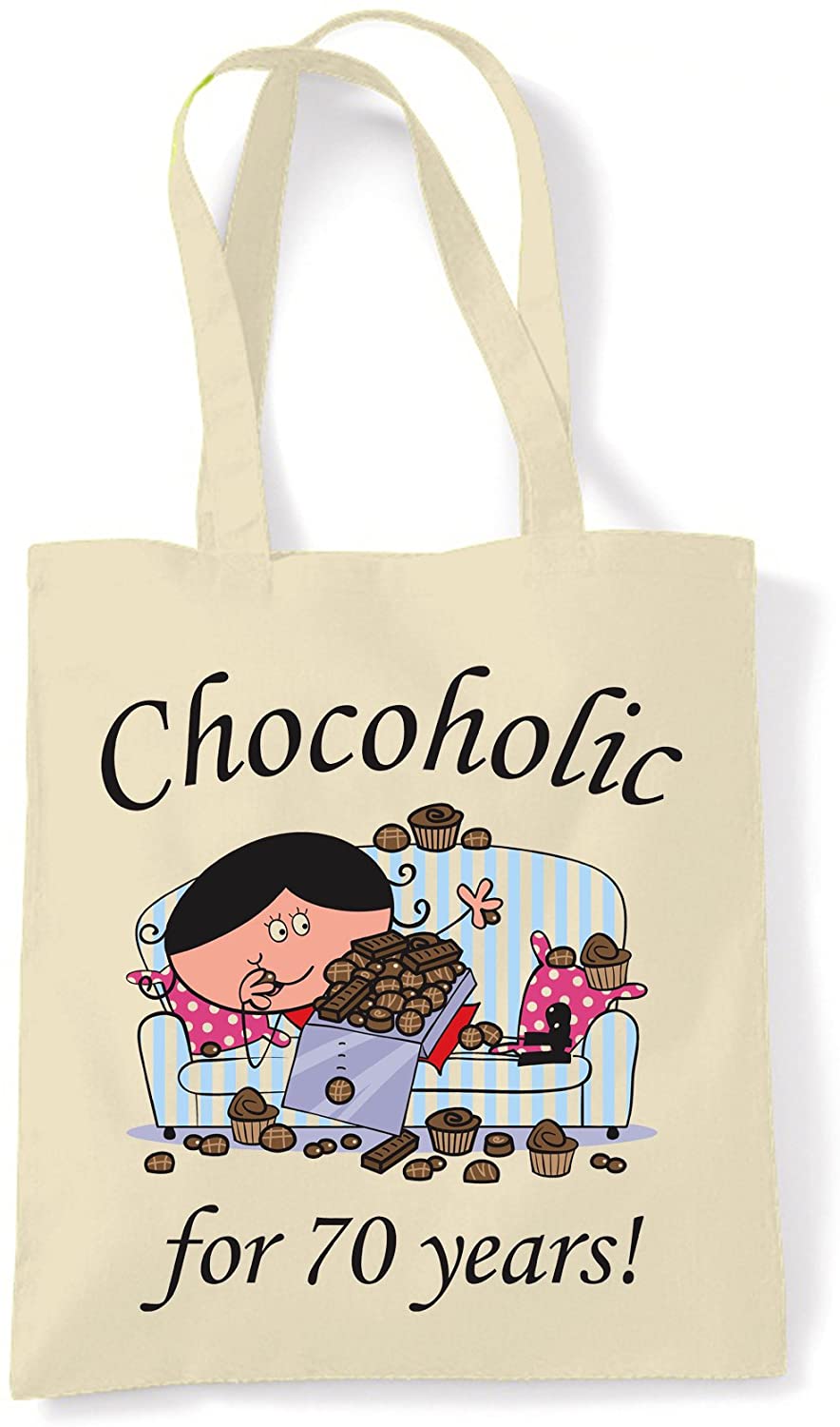 Tribal T-Shirts Chocoholic For 70 Years - 70th Birthday Tote/Shoulder Bag, Natural