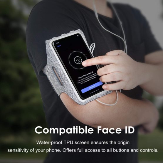 JETech Cell Phone Armband Case for Phone Upto 6.2 inch, Adjustable Band, w/Key Holder and Card Slot, for Running, Walking, Hiking, Grey - Image 3