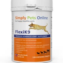 FlexiK9 Dog Joint Supplement - UK Veterinarian Formulated - Extra Green Lipped Mussel, Glucosamine, Vitamins - 120 Chewable Tablets