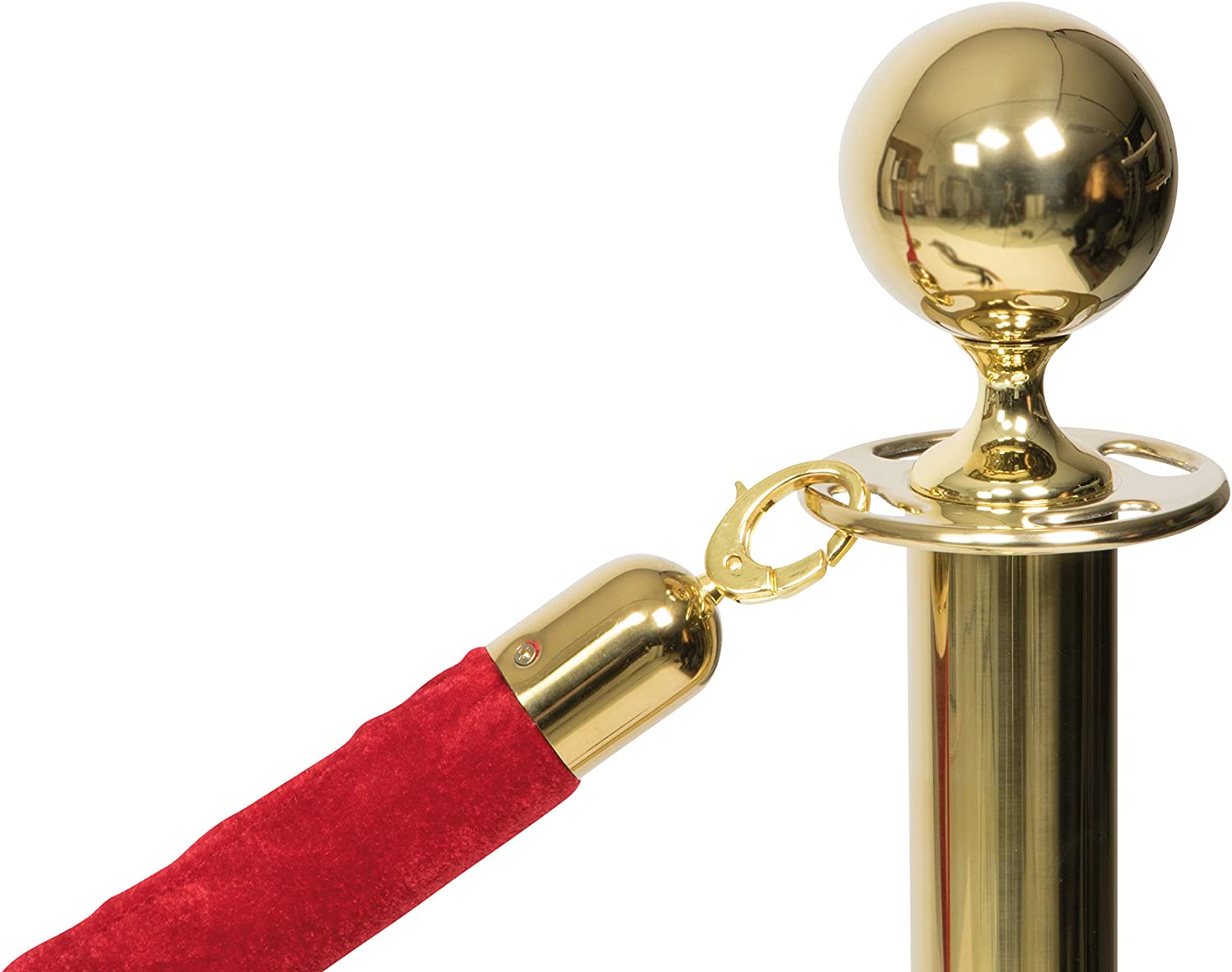 Securit Classic barrier post (excl. base) - Round head post - Four way rope connection ring, Gold - Image 3