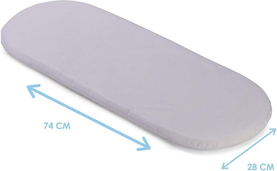 Clair de Lune Palm Moses Basket/Noah Pod Mattress, White, 74 x 28 cm - Image 2