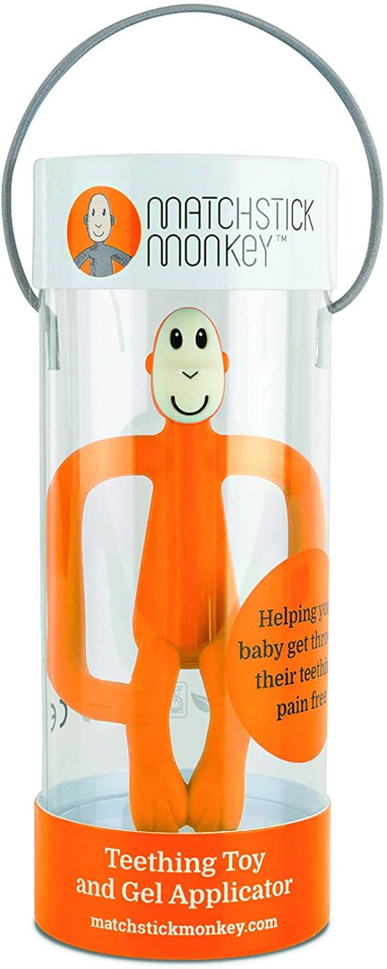 Matchstick Monkey Teething Toy for Baby, Stimulates and Massages Sore Gums, 3 Months Old+, Orange - Image 3