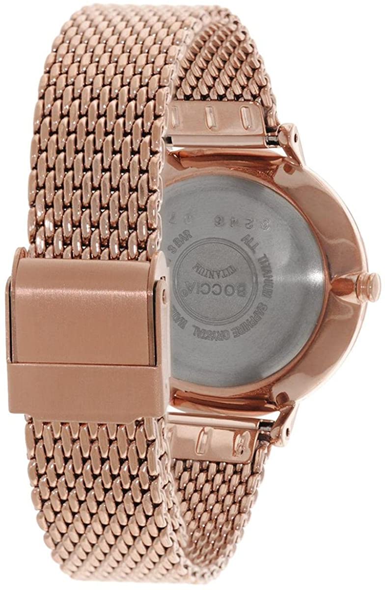 Boccia Women's Quartz Watch with Black Dial Analogue Display Quartz Stainless Steel Coated 3246/07, White/Rose Gold - Image 2