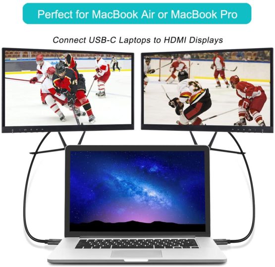 USB Type C(Thunderbolt 3) to HDMI 4K UHD 3M Cable, BENFEI USB 3.1 (USB-C) to HDMI Adapter Male to Male Gold-Plated Cord - Image 3