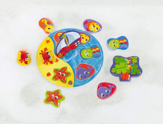 Playgro Bath Puzzle, 9 Pieces, With colourful animal designs, From 6 Months, BPA-free, Size: 25 x 25 cm, Floaty Boat Bath Puzzle, Multicoloured, 40172 - Image 2