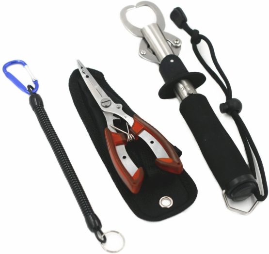 Fish Lip Grabber Gripper Grip with 35lb Weight Scale,and Fishing Pliers Stainless Steel Tools