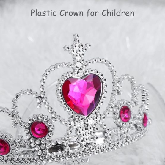 TOYMYTOY 5pcs Kids Princess Tiara Crown Set Girls Dress up Party Accessories (Light Blue Light Green Rose Red Pink Yellow) - Image 3