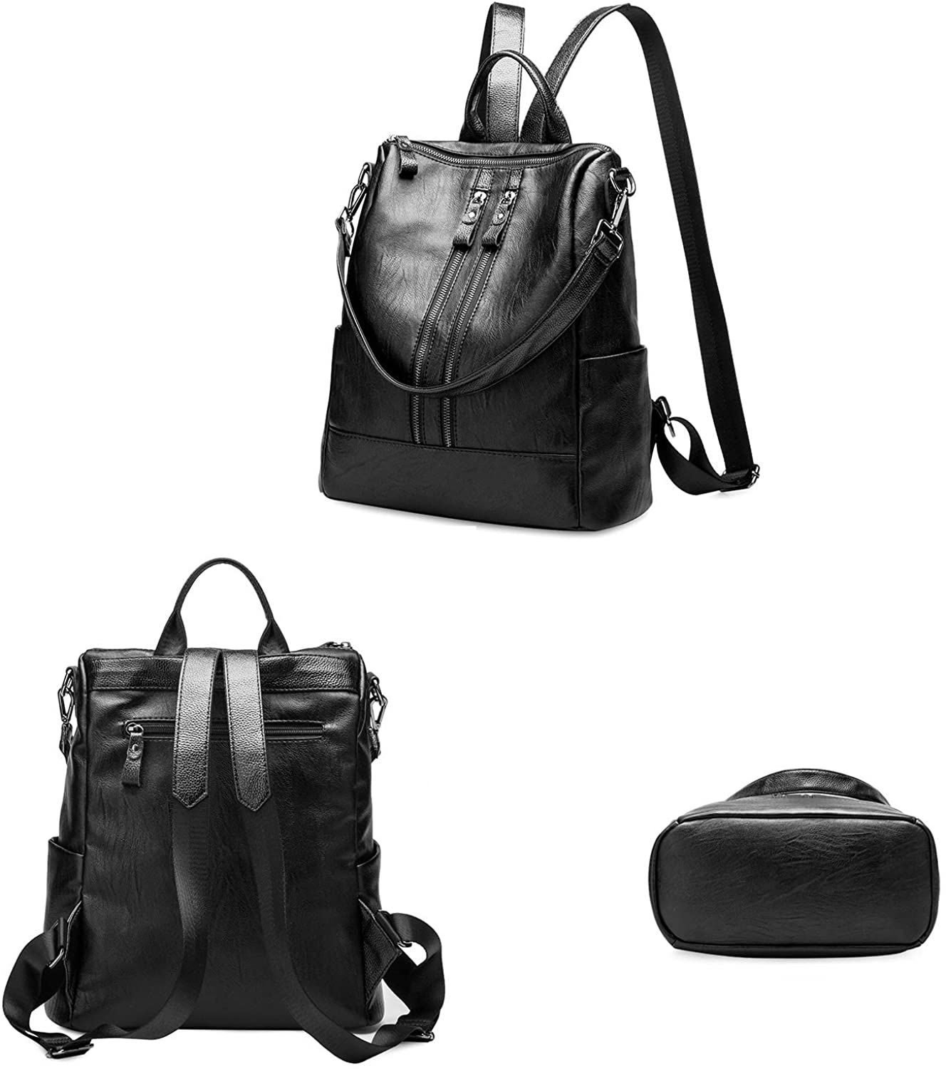 Dreneco Classical Black Backpack For Women Girls PU Leather Women Backpack Fashion School Bag - Image 4