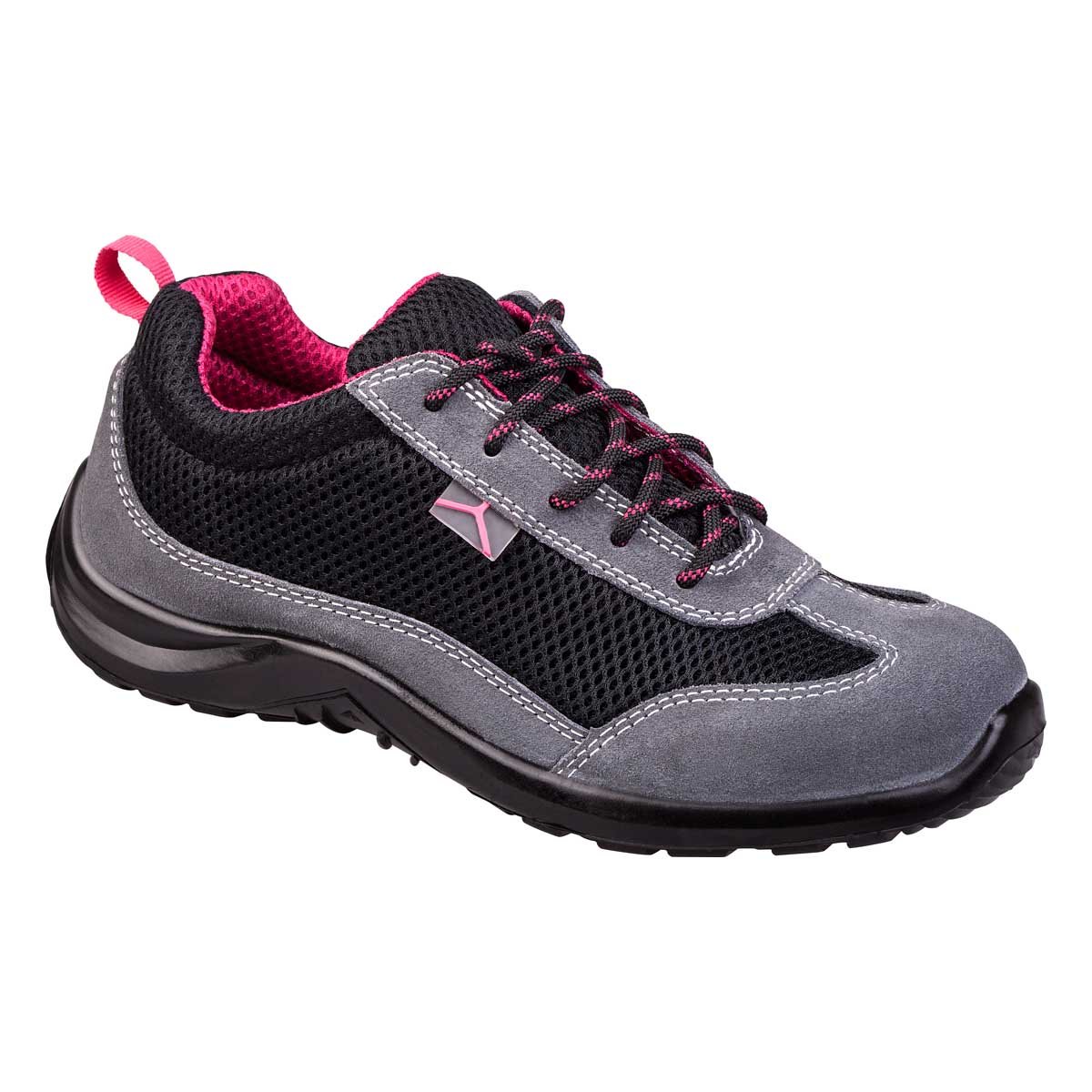 Delta Plus COMOSPNO39 S1P SRC Black / Fuschia 6 Low Low Boots with Mesh Inserts (Pack of 10), UK 6, Black Fuchsia Red, 6.5 UK