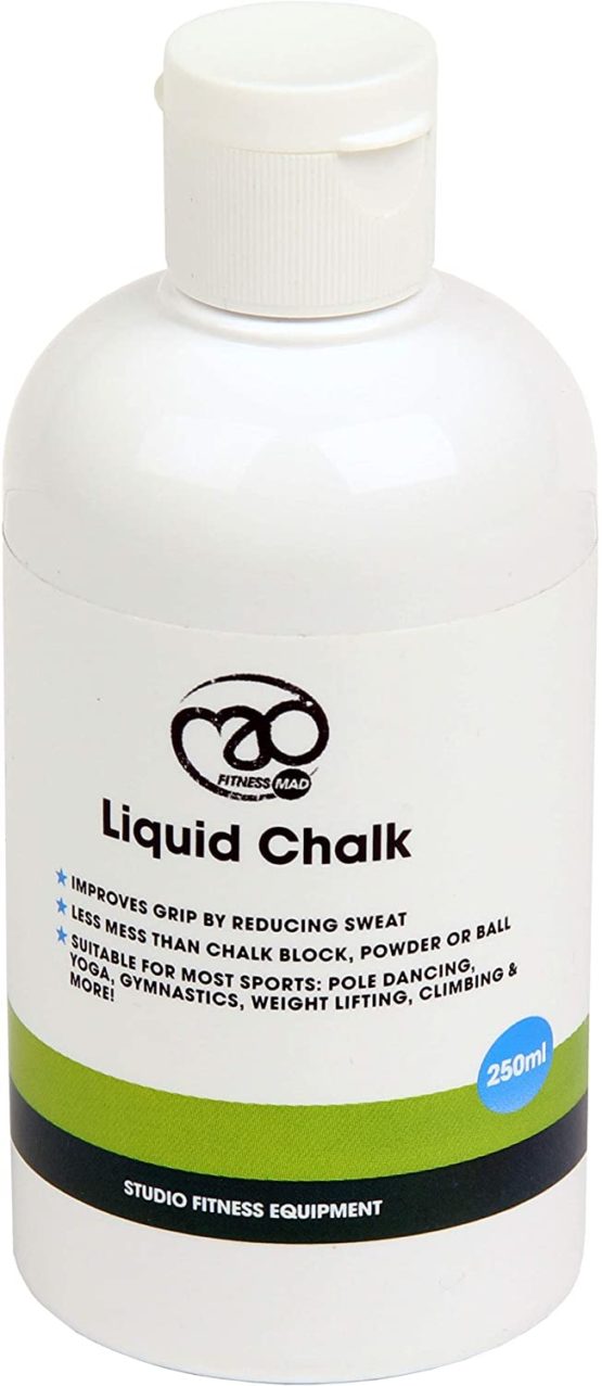 Fitness Mad LIQUID CHALK | 250ml Resealable Bottle Liquid Chalk | Extra Strength & Sweat Free Hands | Sports Chalk Ideal for Rock Climbing, Weight Lifting, Crossfit, Pole and Yoga
