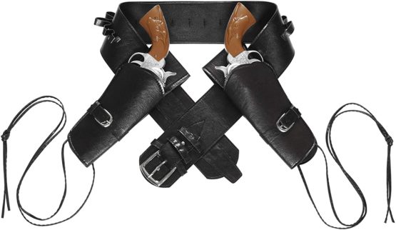 WIDMANN nbsp;? Black Faux Leather Cowboy Belt, with Double Holster