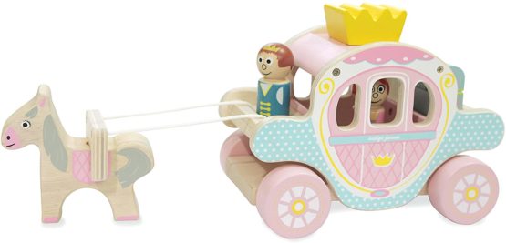 Indigo Jamm Princess Polly Carriage, Classic Wooden Toy Playset with Removable Roof and Passengers