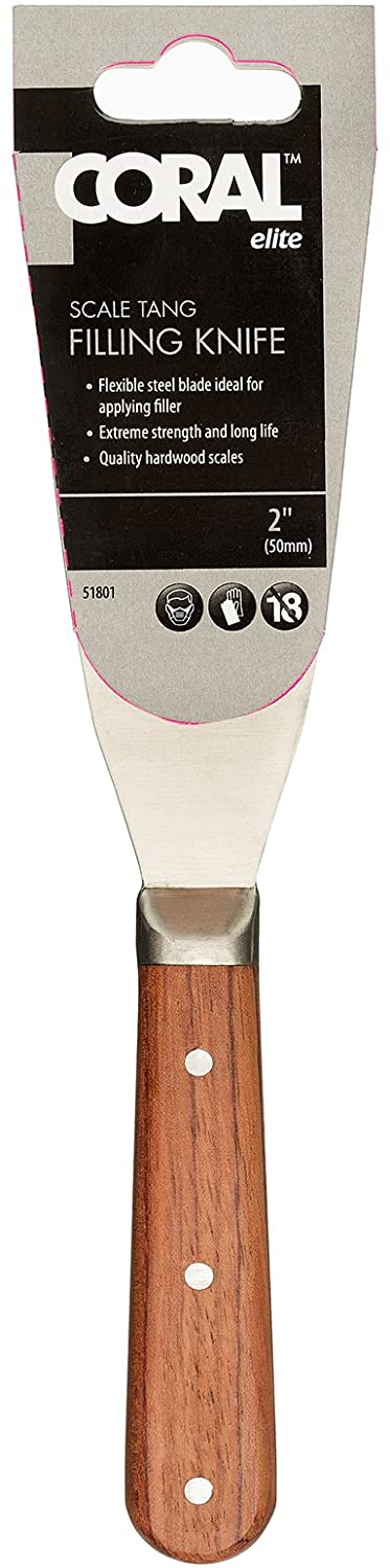 Coral 51801 Elite Scale Tang Filling Knife with a Flexible Stainless Steel Putty Blade 2 inch, Wood, Filling 2" - Image 3