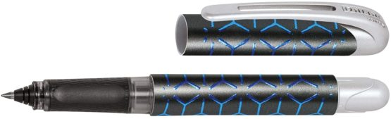 ONLINE ergonomic rollerball pen Blue Style for school & college soft grip part for left- and right-handed for standard ink cartridges, refillable pens for beginners, pupils, students