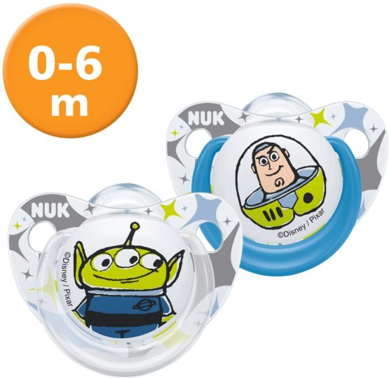 NUK Disney Baby Dummies |0-6 Months | Silicone Soothers | BPA Free | Mickey & Minnie Mouse | 2 Count (Assorted Style/Model)