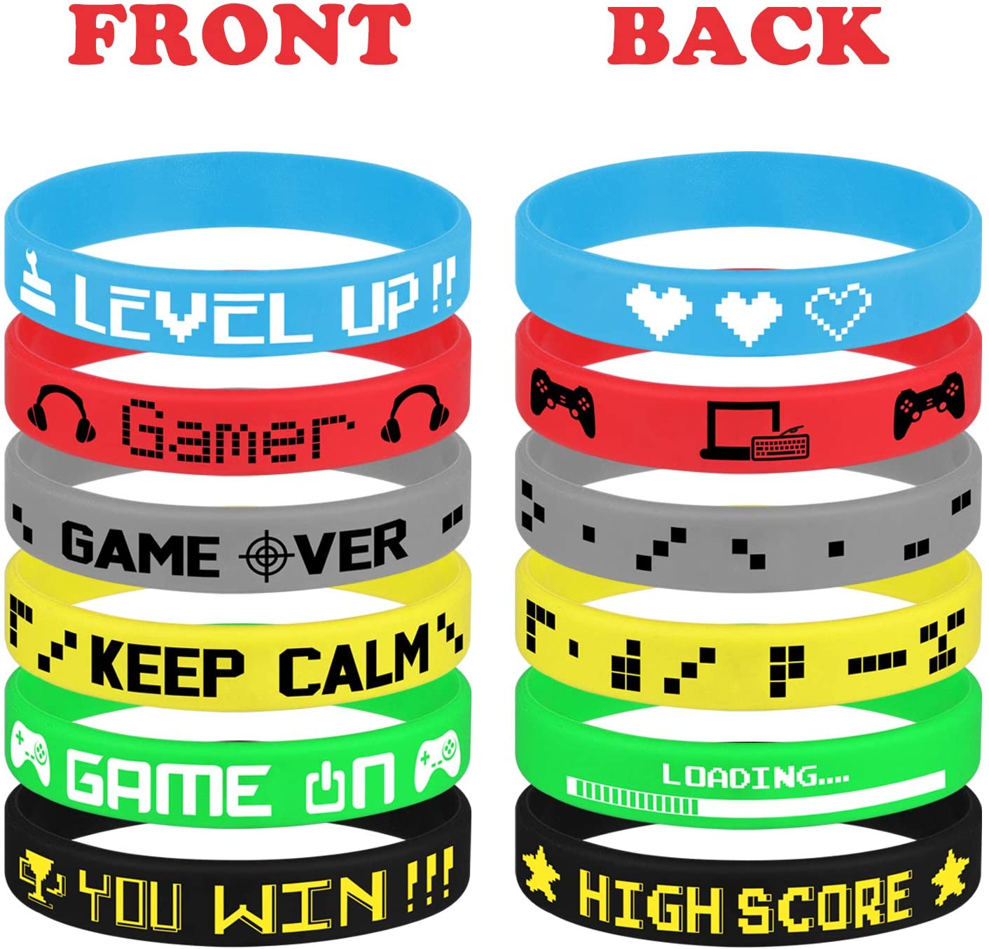 TUPARKA 18 Pcs Video Game Wristbands Rubber Bracelet Game Party Wristbands Supplies for Birthday Party Baby Shower Party Favors 6 Styles - Image 2